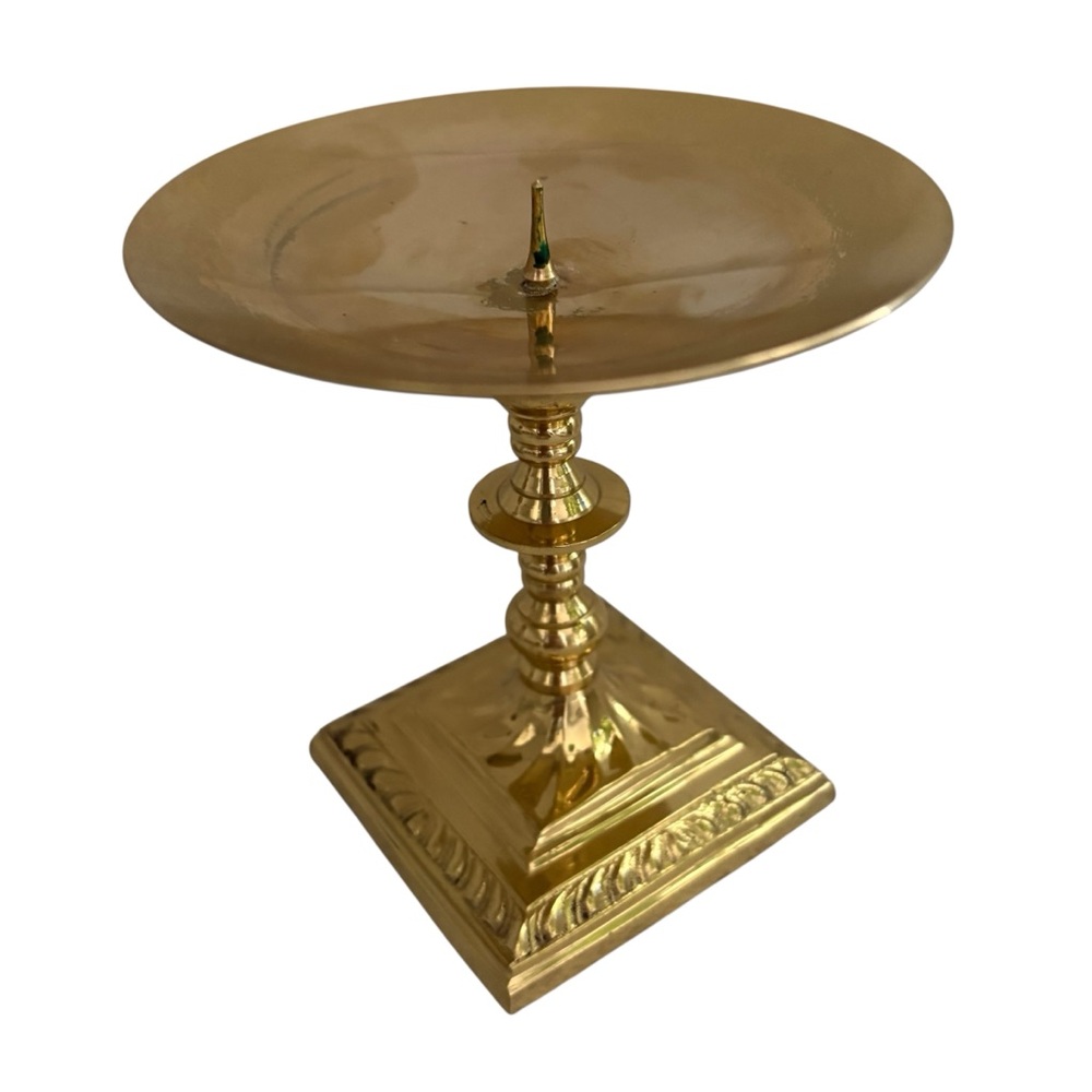 Vintage Solid Brass Pedestal Candle Holder Ralph Lauren Style Decor